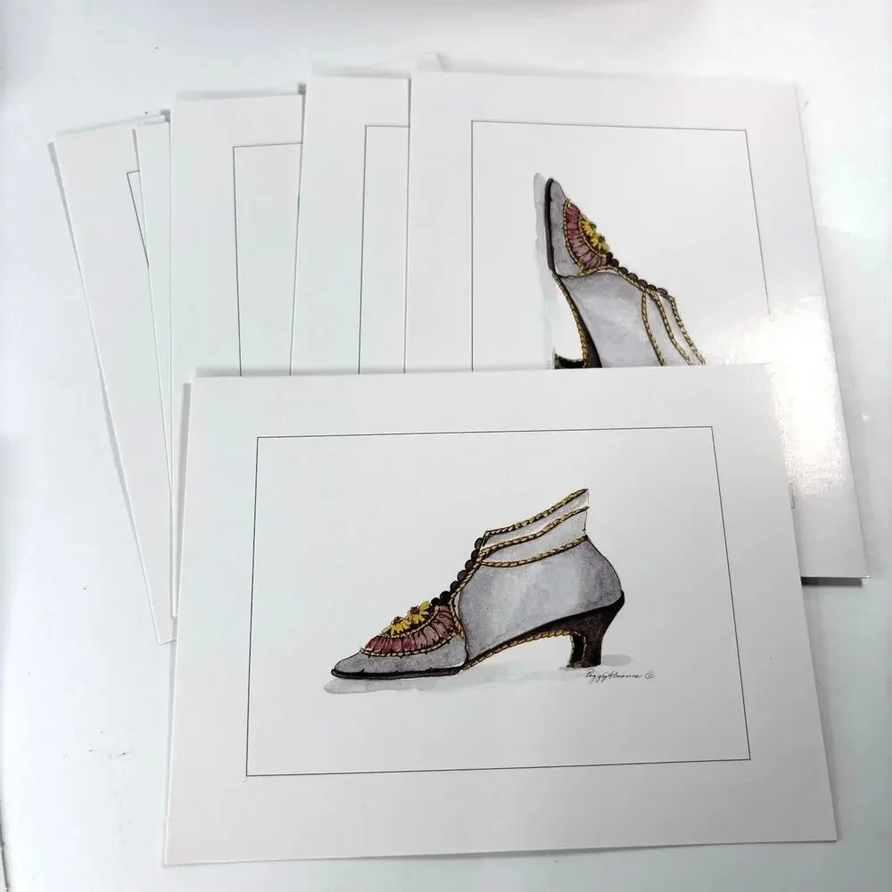 Lot 9 Victorian Shoe Note Cards w/ envelopes Blank Feminine Dressing Room Girly